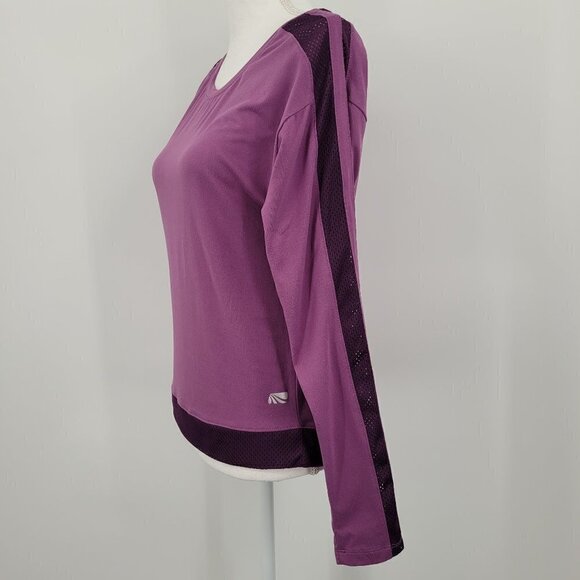 Marika Mesh Striped Long Sleeve Activewear Top - Picture 4 of 6